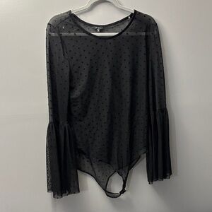 Iris Black Sheer Bodysuit with Polka Dots